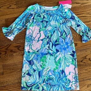 Lilly Pulitzer Girls UPF 50+ Mini Sophie Ruffle Dress XL Multi Party Thyme NWT